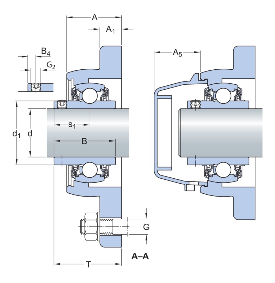 Шарикоподшипниковый узел с квадратным фланцем с широким внутренним кольцом и фиксацией с помощью установочных винтов, нержавеющая сталь