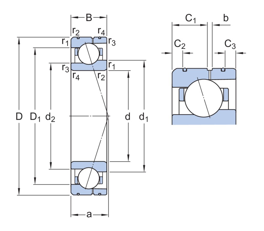 Однорядный радиально-упорный шарикоподшипник