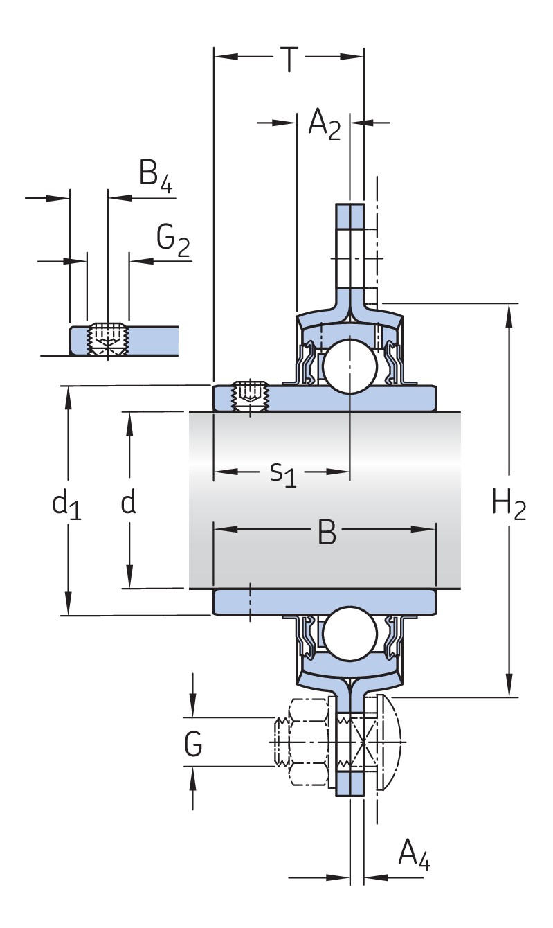 Фланцевый шарикоподшипниковый узел со штампованным стальным корпусом