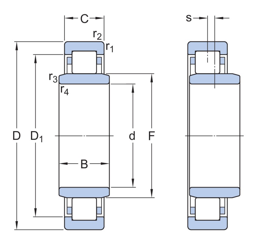 Однорядный цилиндрический роликоподшипник типа NUB с широким внутренним кольцом