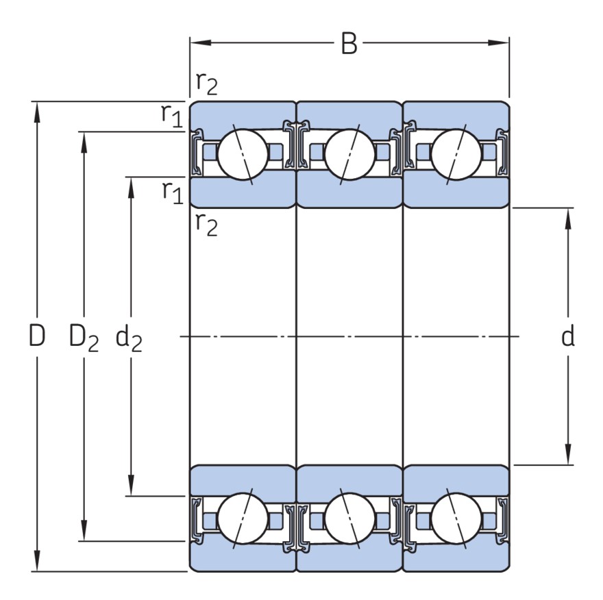 Согласованный комплект трёх прецизионных радиально-упорных подшипников