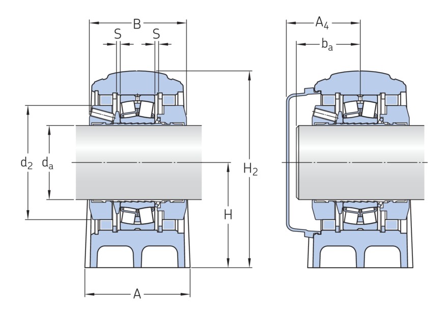 Стационарный роликоподшипниковый узел, два болта, с фиксацией методом SKF ConCentra