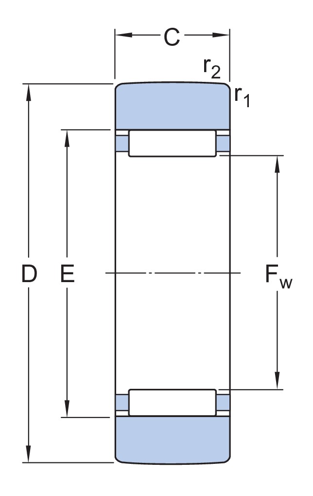 Опорный ролик на основе роликоподшипника (опорный ролик), без фланцевых колец и внутреннего кольца