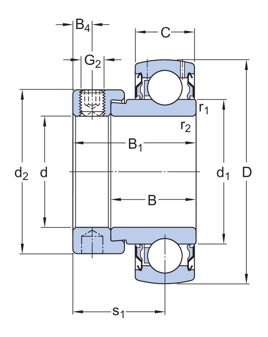 Корпусный подшипник с эксцентриковым стопорным кольцом и узким внутренним кольцом, тип PEER