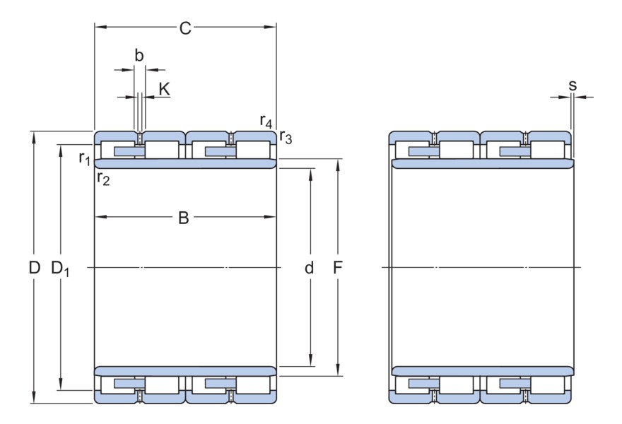 Четырёхрядный цилиндрический роликоподшипник для длинномерных изделий