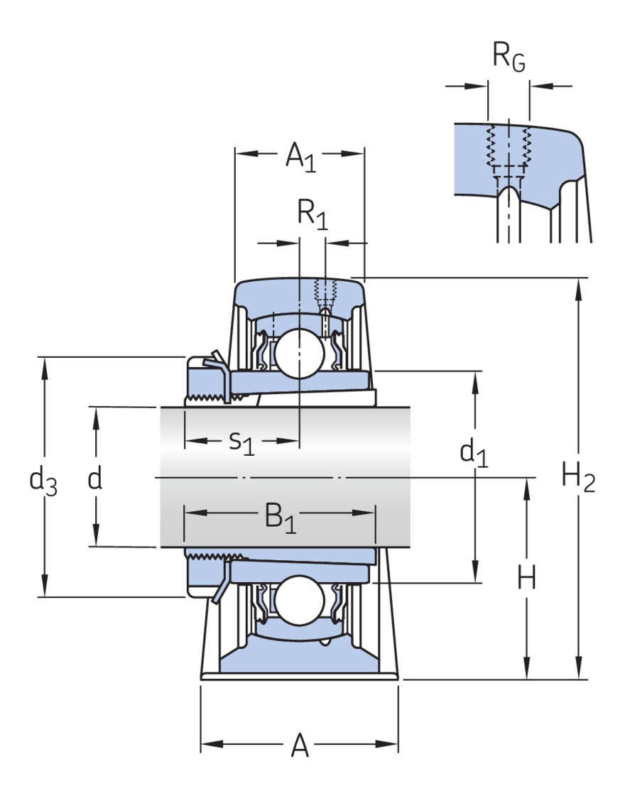 Стационарный шарикоподшипниковый узел, фиксация при помощи закрепительной втулки, чугун, японские стандарты