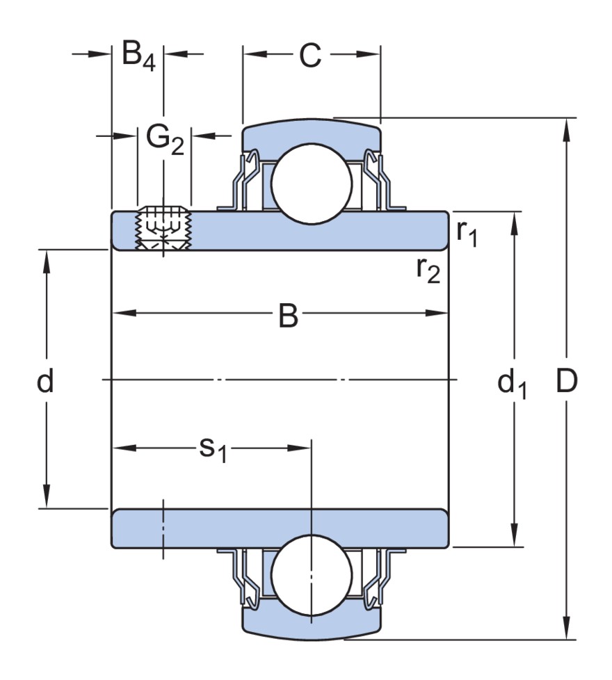 Высокотемпературный корпусный подшипник с установочными винтами и широким внутренним кольцом