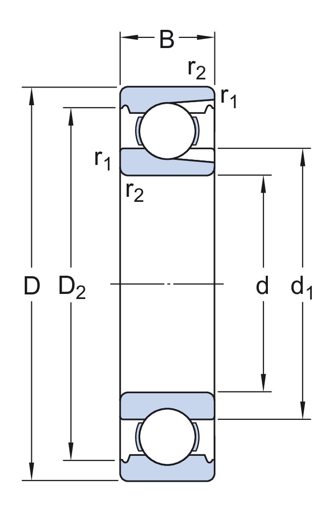 Радиальный шарикоподшипник с пазами для ввода шариков