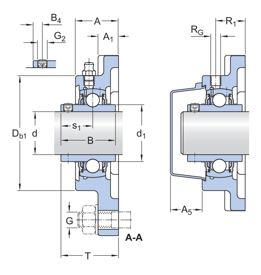 Шарикоподшипниковый узел с квадратным фланцем, фиксация с помощью установочных винтов, чугун, стандарты JIS