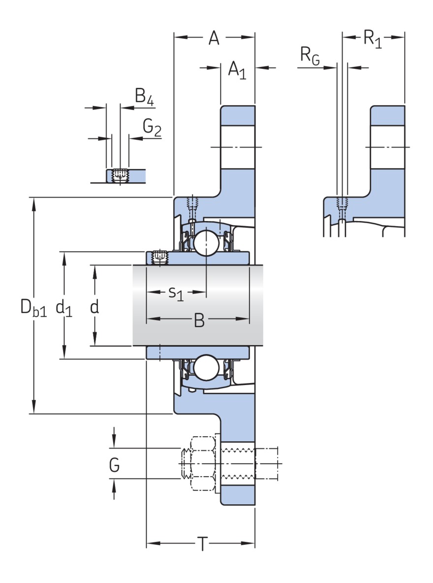 Фланцевый шарикоподшипниковый узел с композитным или литым металлическим корпусом