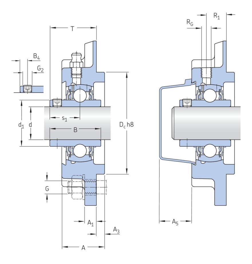 Фланцевый шарикоподшипниковый узел с композитным или литым металлическим корпусом