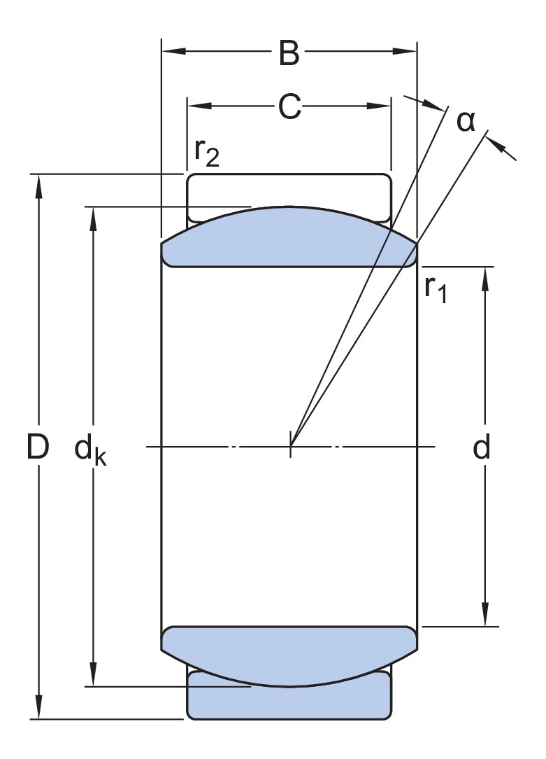 Радиальный сферический подшипник скольжения, требует техобслуживания, метрические размеры