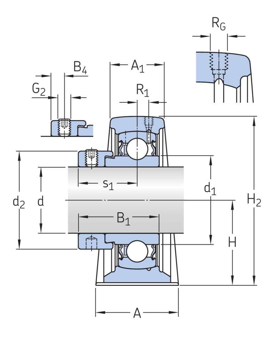 Стационарный шарикоподшипниковый узел с узким внутренним кольцом и с эксцентриковым стопорным кольцом, чугун, стандарты ISO