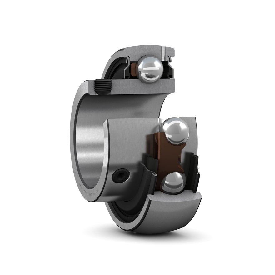 Корпусный подшипник с установочными винтами с фиксирующим и узким внутренним кольцом