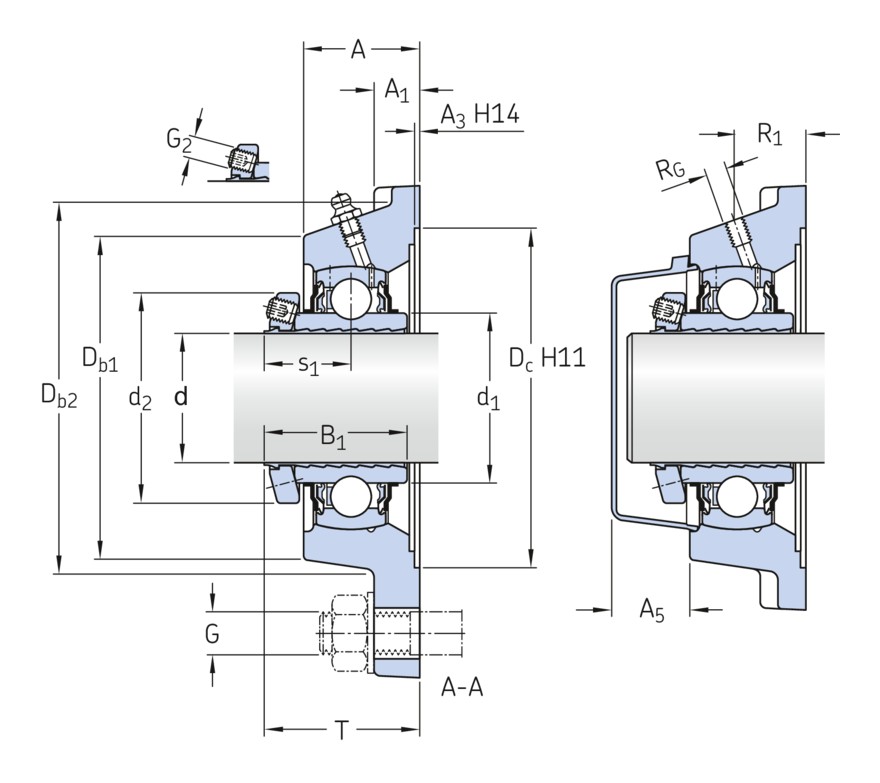 Шарикоподшипниковый узел с квадратным фланцем, с широким внутренним кольцом, с фиксацией методом SKF ConCentra, стандарты ISO