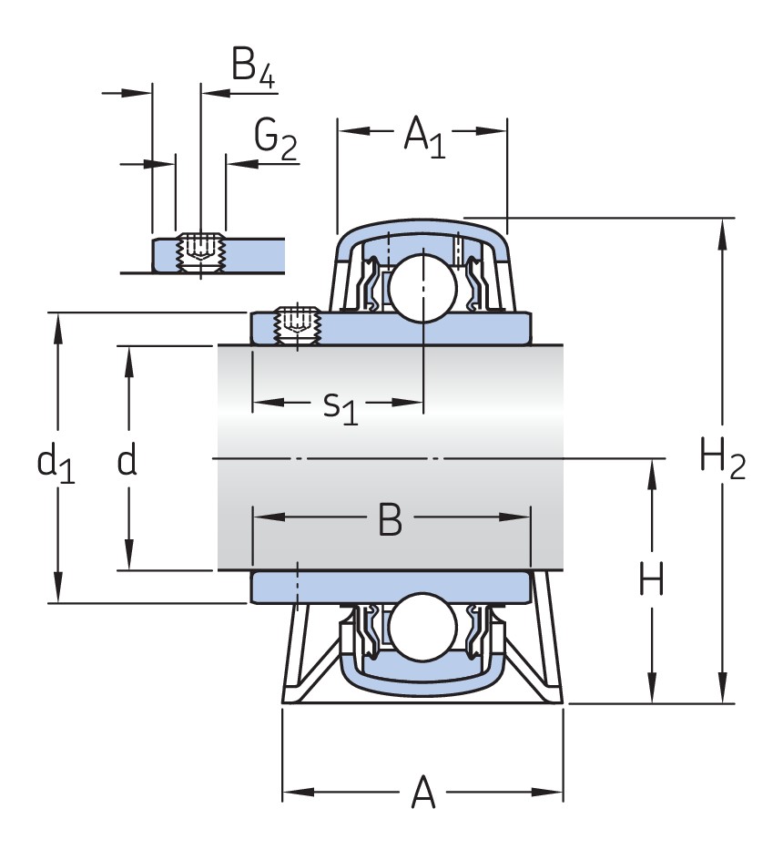 Стационарный шарикоподшипниковый узел со штампованным стальным корпусом