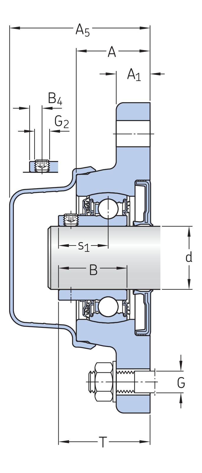 Фланцевый шарикоподшипниковый узел с композитным или литым металлическим корпусом