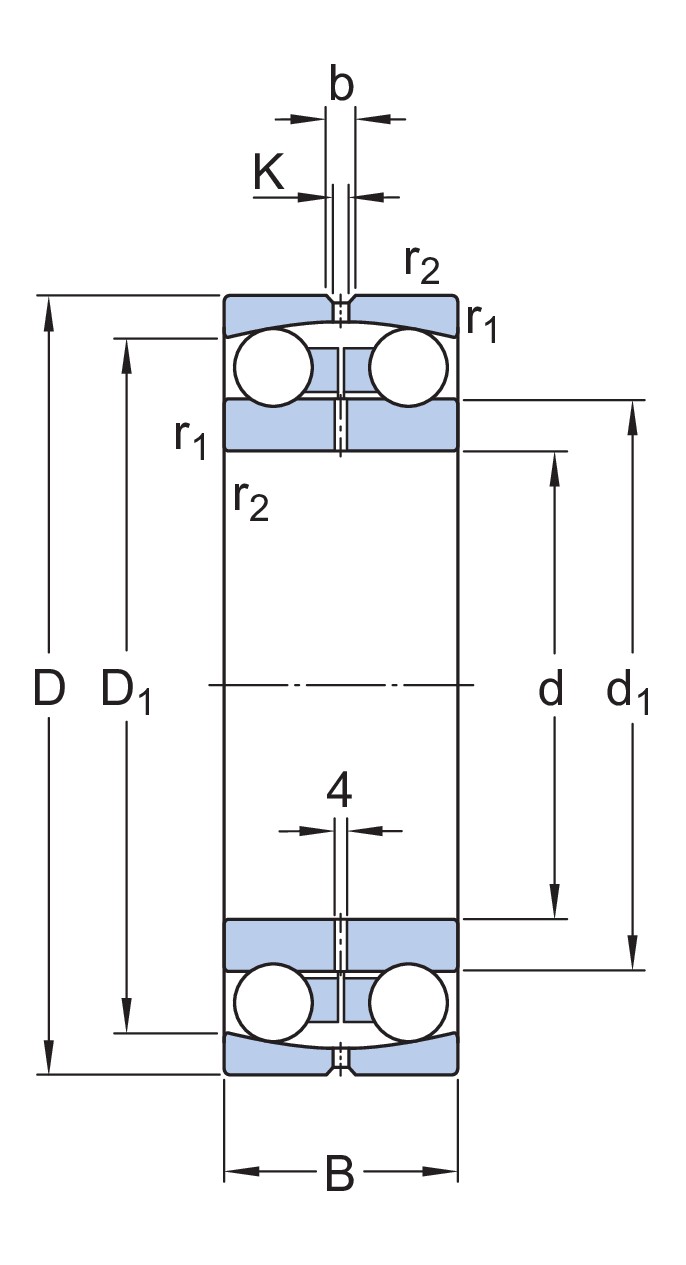 Крупногабаритный самоустанавливающийся шарикоподшипник