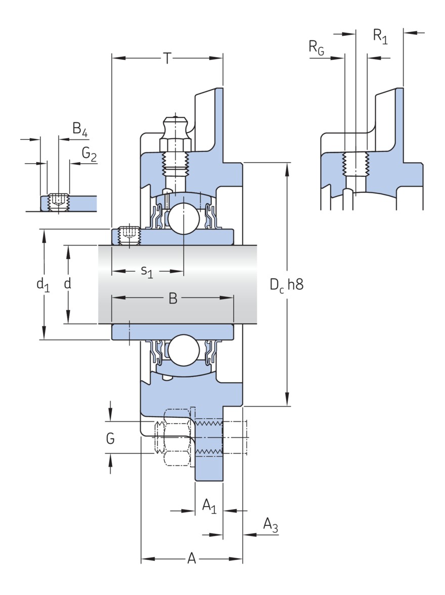 Фланцевый шарикоподшипниковый узел с композитным или литым металлическим корпусом