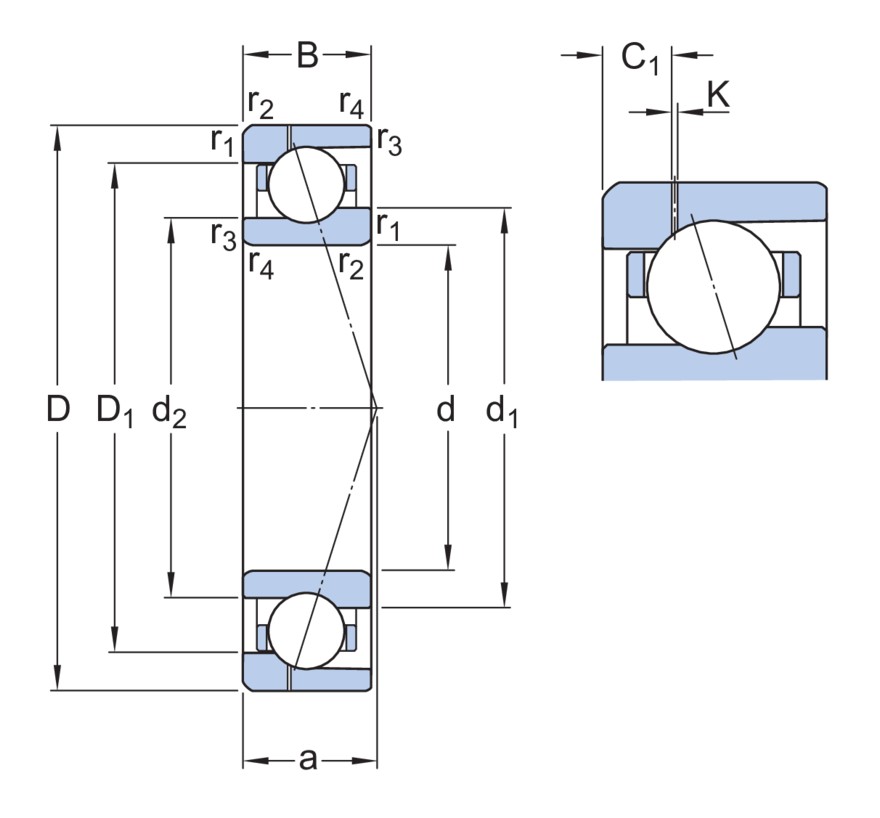 Однорядный радиально-упорный шарикоподшипник