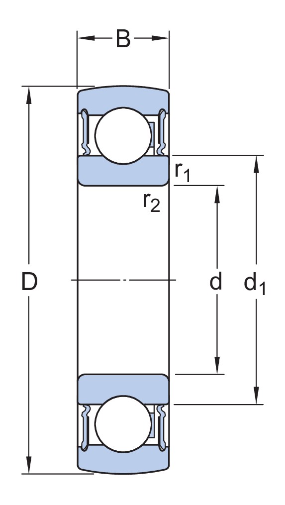 Корпусный подшипник, со стандартным внутренним кольцом, с уплотнениями 2RS1