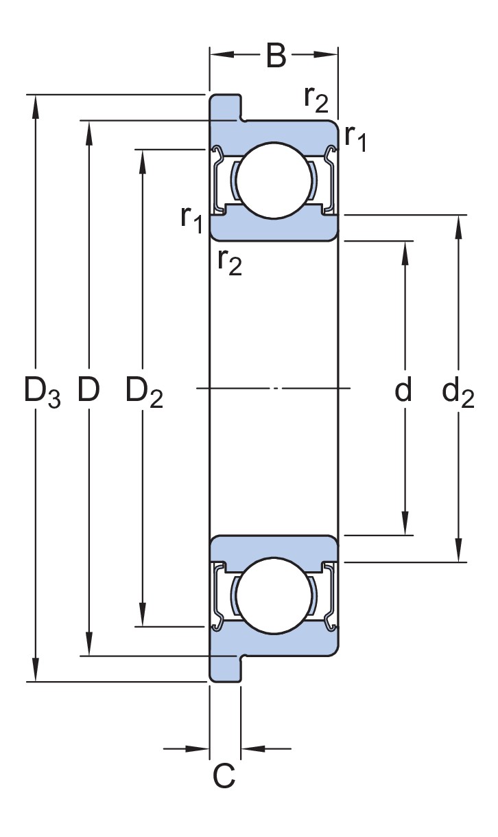 Радиальный шарикоподшипник из нержавеющей стали с фланцевым наружным кольцом и встроенным уплотнением