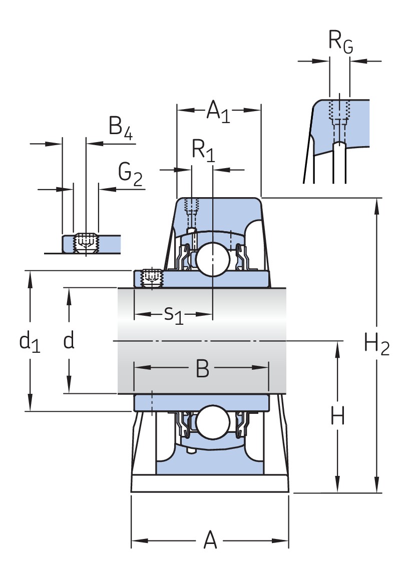 Стационарный шарикоподшипниковый узел с широким внутренним кольцом и фиксацией с помощью установочных винтов, чугун, японские стандарты