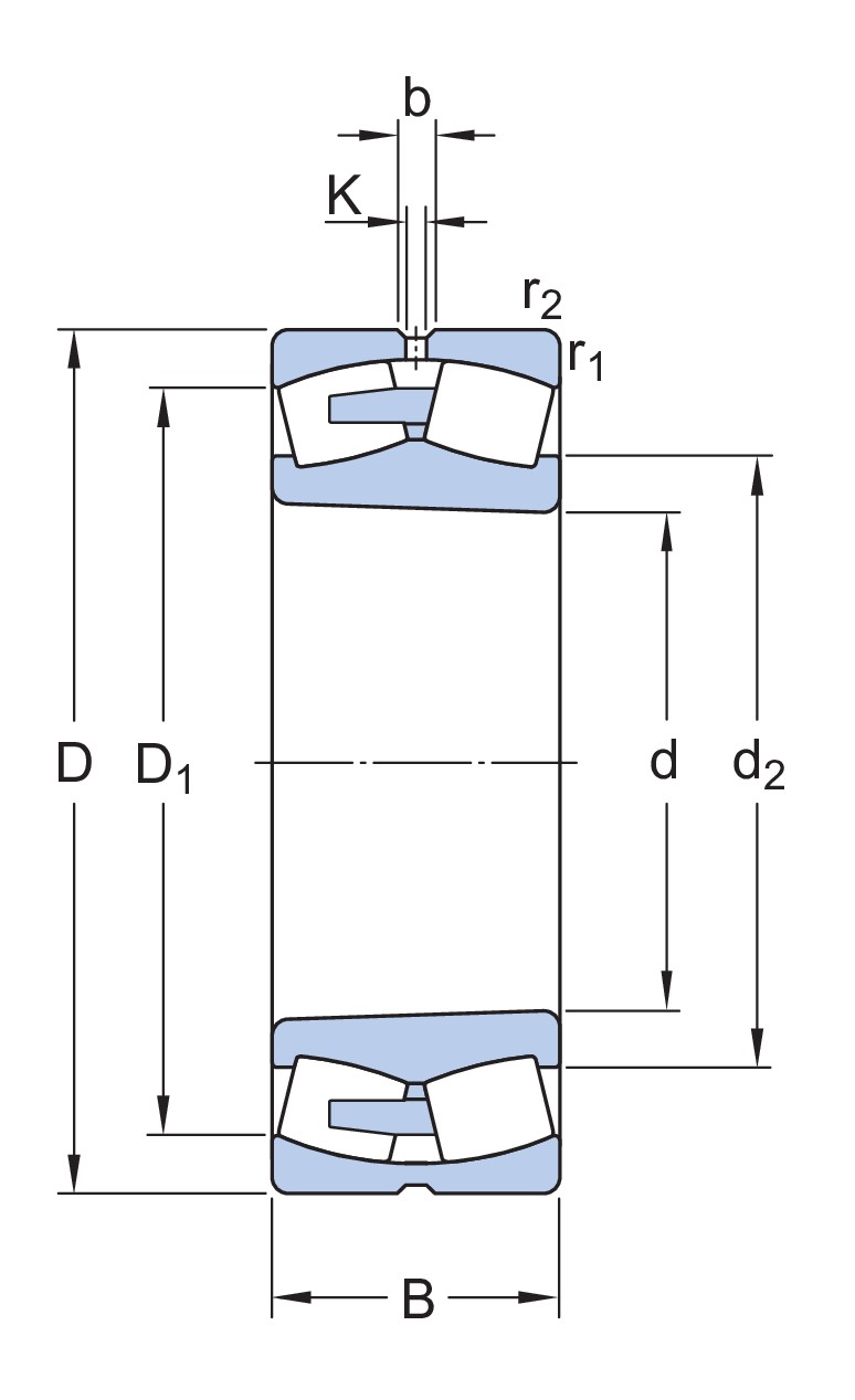 Сферический роликоподшипник с коническим отверстием и элементами для повторного смазывания