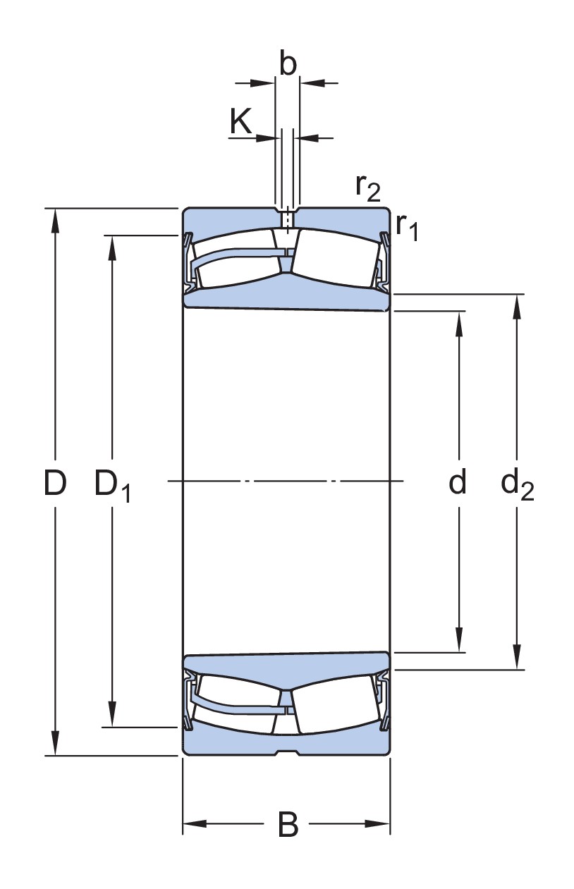 Сферический роликоподшипник с коническим отверстием, встроенным уплотнением и элементами для повторного смазывания