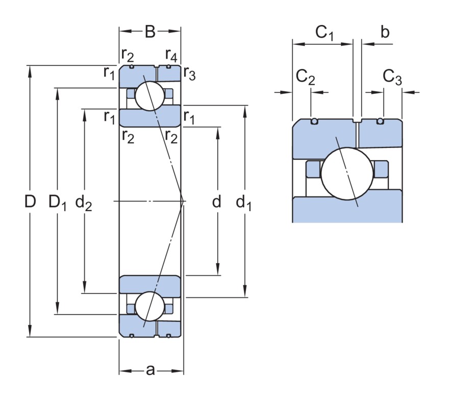 Однорядный радиально-упорный шарикоподшипник