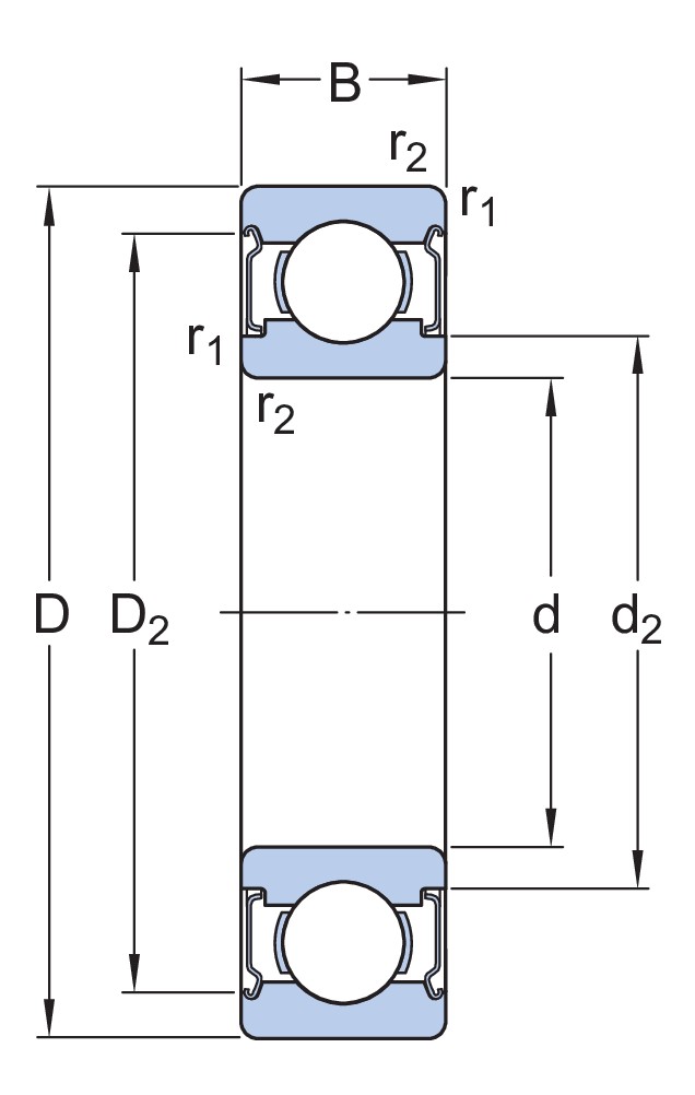 Радиальный шарикоподшипник из нержавеющей стали с встроенным уплотнением