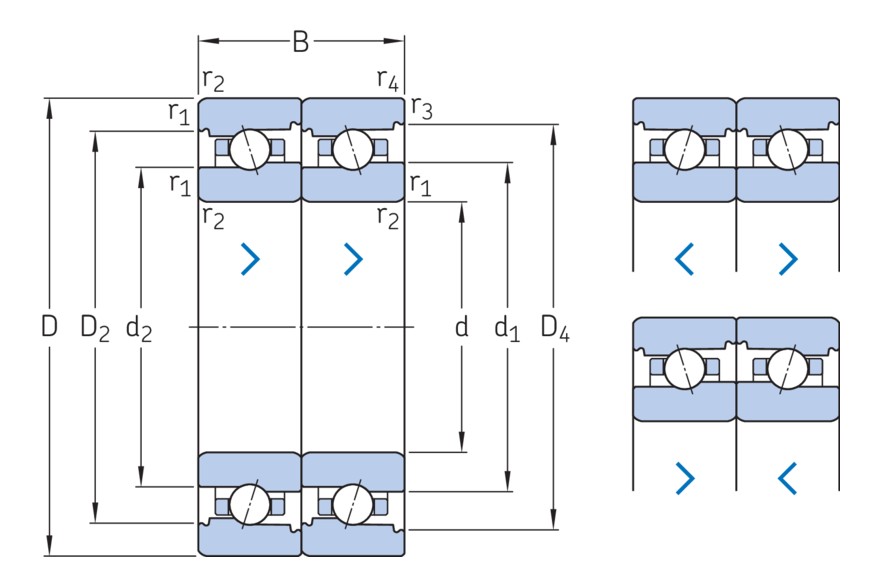 Двухрядный радиально-упорный шарикоподшипник