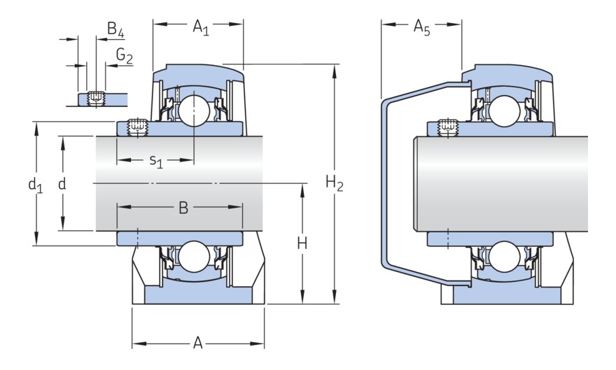 Стационарный шарикоподшипниковый узел с широким внутренним кольцом и фиксацией с помощью установочных винтов, композит