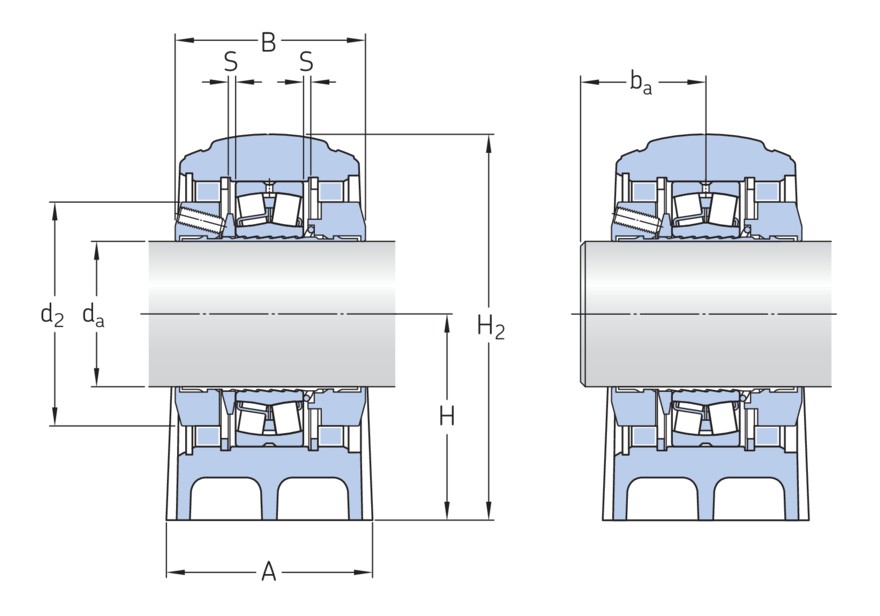 Стационарный роликоподшипниковый узел, два болта, с фиксацией методом SKF ConCentra